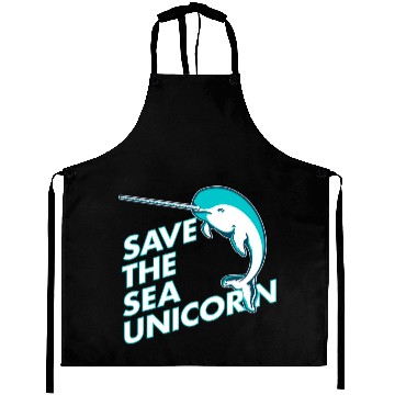 Discover Funny Save the Sea Unicorn Narwhal Aprons