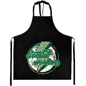Discover Leopard Lightning Shamrock Social Worker Day Aprons