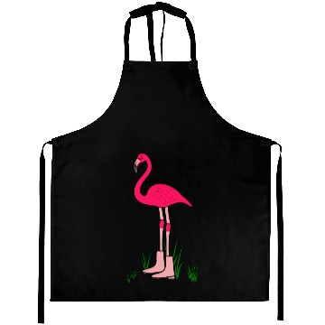 Discover Flamingo with boots art animal print bird pink Aprons