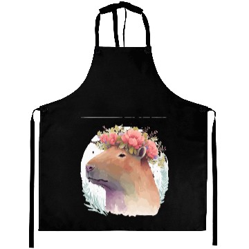 Discover Watercolor Capybara Rodent Flower Crown Animal Lov Aprons