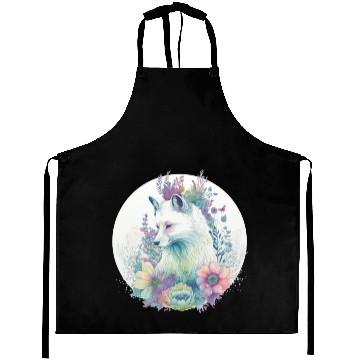 Discover Cute Arctic Fox Flower Crown Animal Lovers Aprons