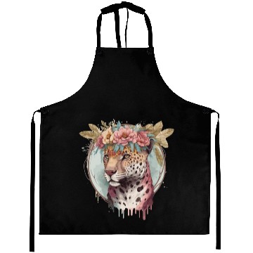 Discover Flower Crown Jaguar Floral Animal Lovers Aprons