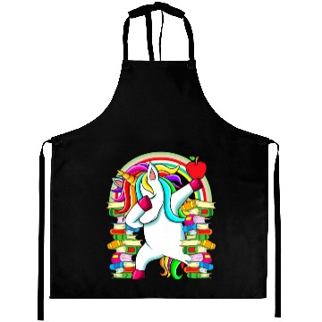 Discover Womens Reading Teacher Dabbing Unicorn Elementary Aprons