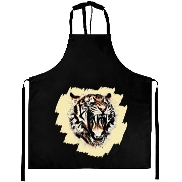 Discover Cool tiger motif on background Aprons