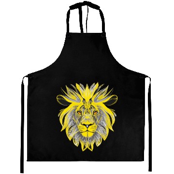 Discover Lion Art Design Portrait Illustration yellow Aprons