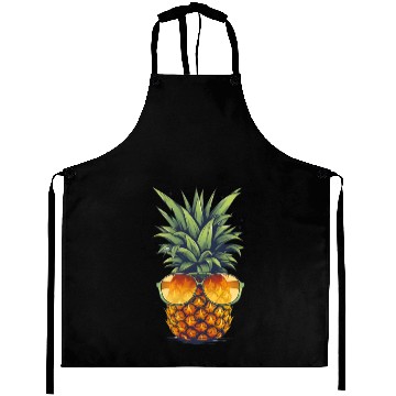 Discover An adorable pineapple, wearing sunglasses Aprons