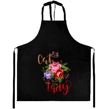 Discover Flowery Cat Lady Aprons