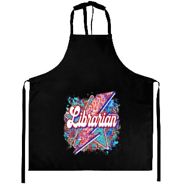 Discover Leopard Lightning Bolt Librarian Teacher Book Aprons