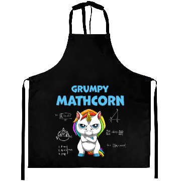 Discover Funny Math Teacher Grumpy Unicorn Aprons