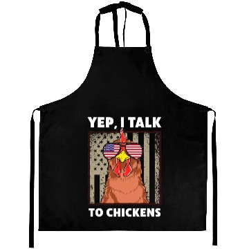 Discover Chicken Funny I Talk to Chickens Farmer Aprons