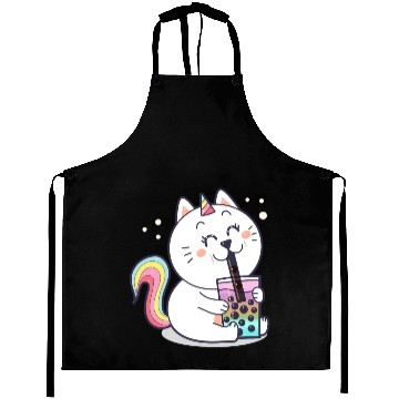 Discover Bubble Tea Cute Kawaii Unicorn Cat Japanese Aprons