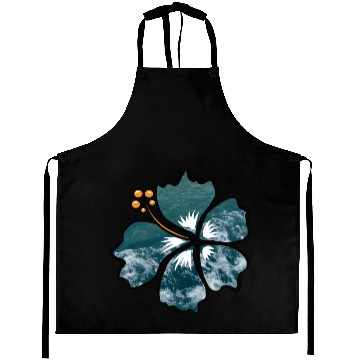 Discover Hibiscus Flower On Blue Ocean Waves Background Aprons