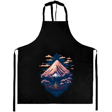 Discover Serene Mount Fuji Sunset Peaceful River Scenery Aprons