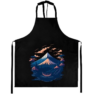Discover Serene Mount Fuji Sunset Peaceful River Scenery Aprons