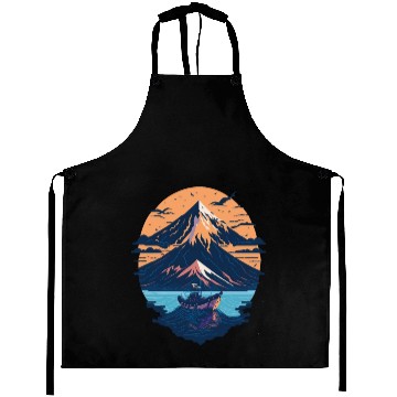 Discover Serene Mount Fuji Sunset Peaceful River Scenery Aprons