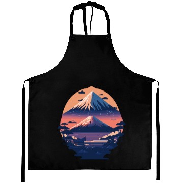 Discover Serene Mount Fuji Sunset Peaceful River Scenery Aprons