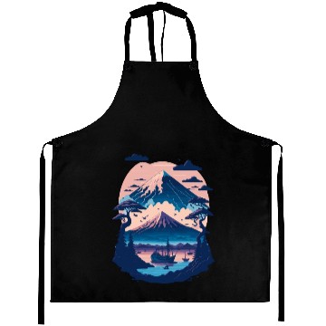 Discover Serene Mount Fuji Sunset Peaceful River Scenery Aprons