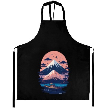 Discover Serene Mount Fuji Sunset Peaceful River Scenery Aprons