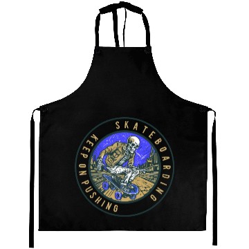 Discover Skull Skeleton Skateboard Skater Gift Idea Aprons