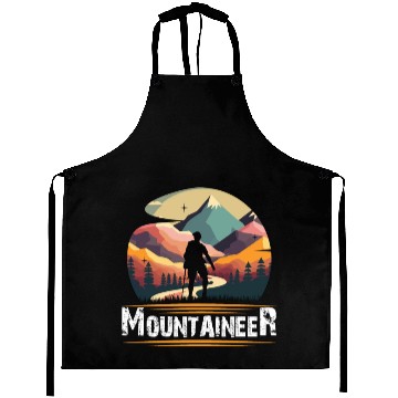 Discover Mountaineer Mountains climbing Hiker Wanderlust Aprons