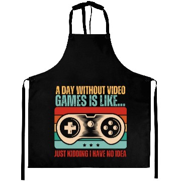 Discover Retro Sunset Video Game Lover Aprons