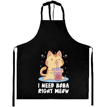 Discover I Need Boba Right Meow Bubble Tea Boba Tea Cat Aprons