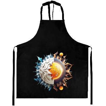 Discover White background sun planet logo fantasy Aprons