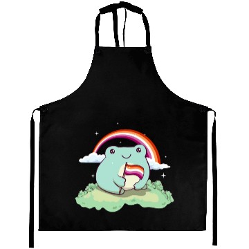 Discover Lesbian Pride Flag Cute Frog Subtle LGBTQ Aprons