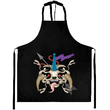 Discover Evil alien skull with a tongue Aprons