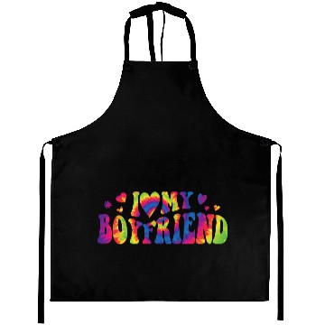 Discover I Love My Boyfriend Groovy Red Heart My Boyfriend Aprons