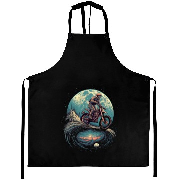 Discover Dirt Bike Moon Motocross Motorcycle Riding Biker Aprons