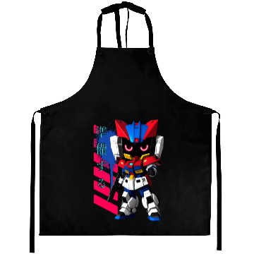 Discover Chibi Mecha: A Cute Cyberpunk Design 2 Aprons