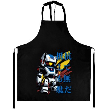 Discover Chibi Mecha: A Cute Cyberpunk Design 5 Aprons