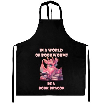 Discover In A World Full Of Bookworms Be A Book Dragon Aprons