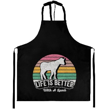 Discover Funny Lamb Vintage Retro Life Is Better With Aprons