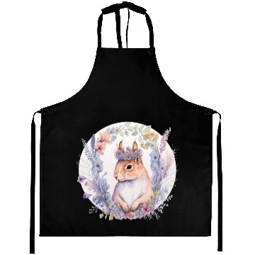 Discover Cute Squirrel Flower Crown Animal Lovers Aprons