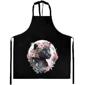 Discover Floral Black Leopard Watercolor Flower Crown Graph Aprons
