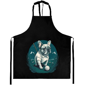 Discover French Bulldog | Golf Sport Player Cute Frenchie Aprons