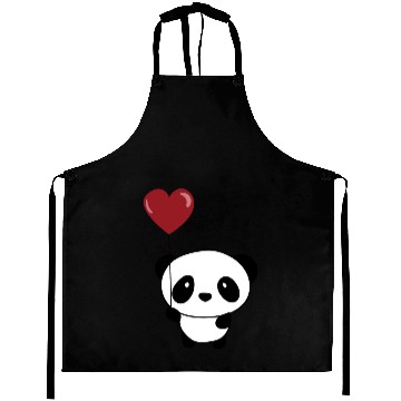 Discover Cute Chibi Panda Valentine Balloon Heart Aprons