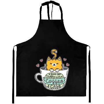 Discover Orange Cat Women Cat Lover Coffee Cats Aprons