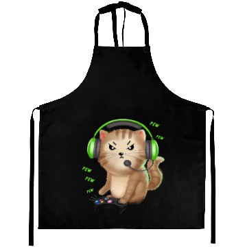 Discover Cat Gaming Gift Video Games Lover Nerd Girl Aprons