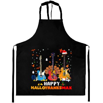 Discover Guitar Happy Hallothanksmas Halloween Thanksgiving Aprons