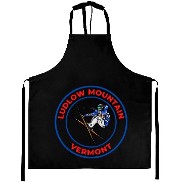 Discover Retro Cool Skiing Ludlow Mountain Vermont Souvenir Aprons