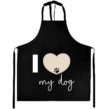 Discover I Love My Dog Beige Heart Aprons