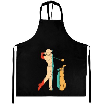 Discover Retro Player Pro Golfer Golfing Legend Fan Aprons