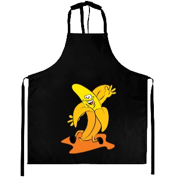 Discover funny running banana Aprons