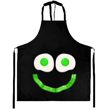 Discover Funny Green Eggs Smile Face Ham Aprons