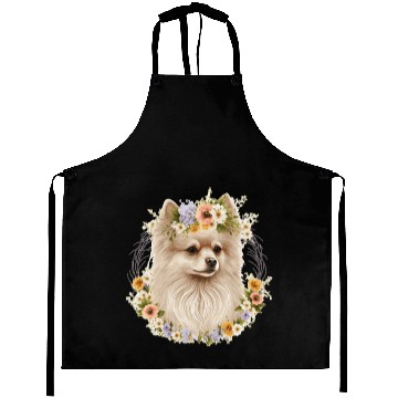 Discover Cute Pomeranian Pom Flower Crown Pet Dog Breed Flo Aprons