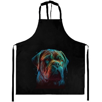 Discover AI-Generated Dogue de Bordeaux Neon Art Aprons