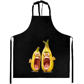 Discover Two bananas with angry face screaming cartoon Aprons